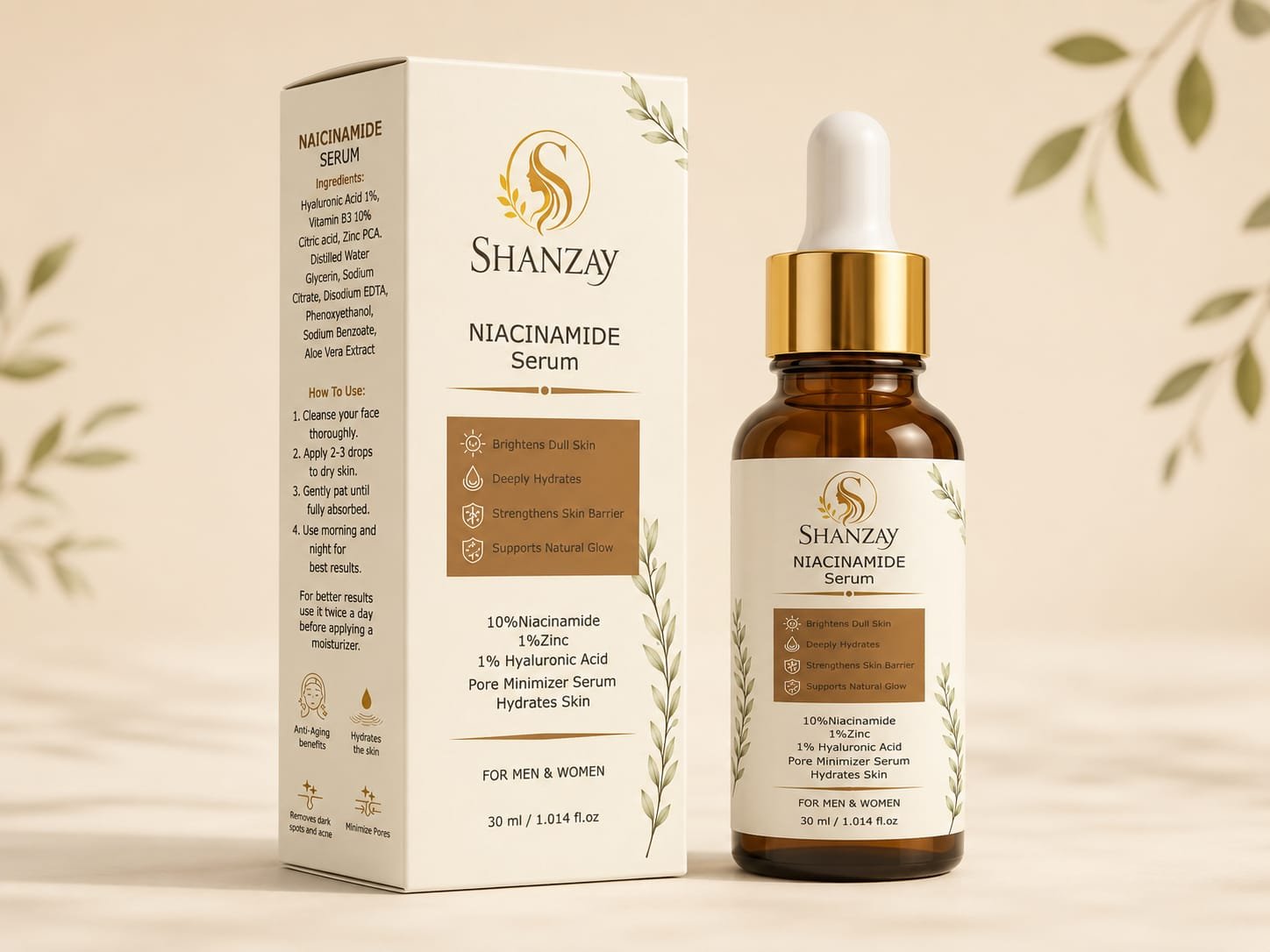 Shanzay Niacinamide Serum 10% | Brightening & Hydrating Face Serum 30ml