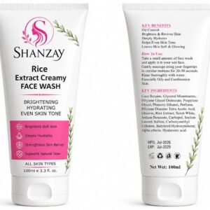 Shanzay Rice Extract Creamy Face Wash 100ml | Brightening & Hydrating Cleanser